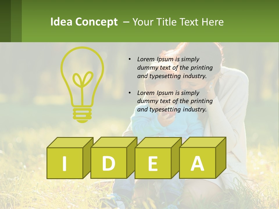 A Woman Holding A Baby In A Field Of Grass PowerPoint Template