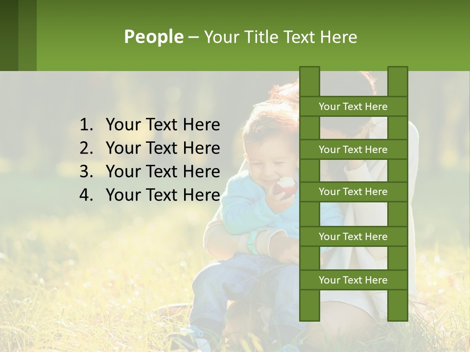 A Woman Holding A Baby In A Field Of Grass PowerPoint Template