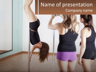 A Woman Doing A Handstand On A Pole PowerPoint Template