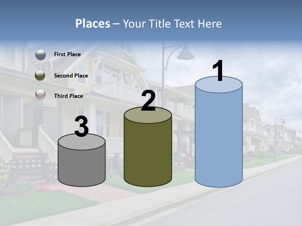 A Row Of Houses With A Street Light In Front Of Them PowerPoint Template