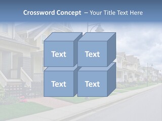 A Row Of Houses With A Street Light In Front Of Them PowerPoint Template