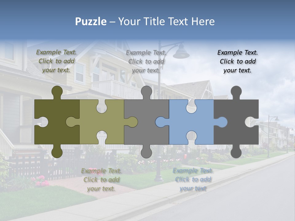 A Row Of Houses With A Street Light In Front Of Them PowerPoint Template