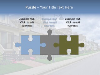 A Row Of Houses With A Street Light In Front Of Them PowerPoint Template