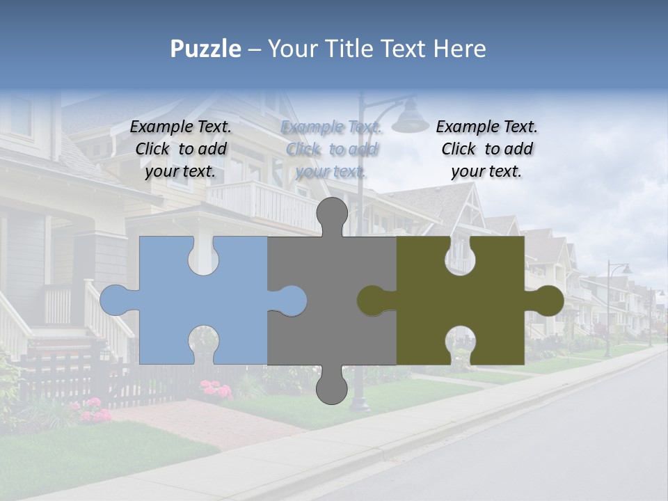 A Row Of Houses With A Street Light In Front Of Them PowerPoint Template