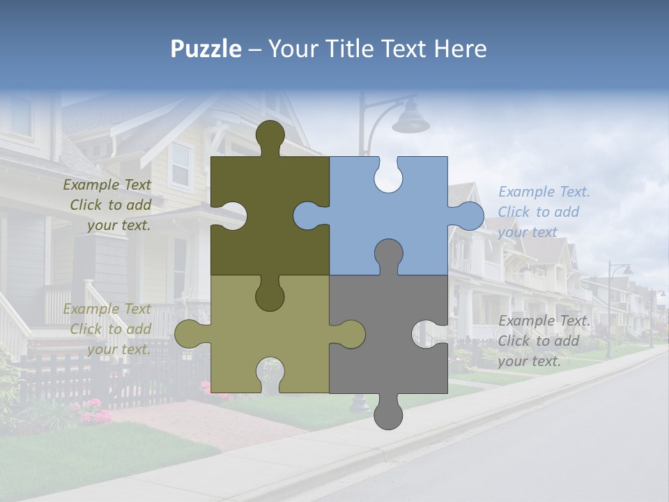 A Row Of Houses With A Street Light In Front Of Them PowerPoint Template