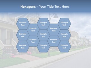 A Row Of Houses With A Street Light In Front Of Them PowerPoint Template