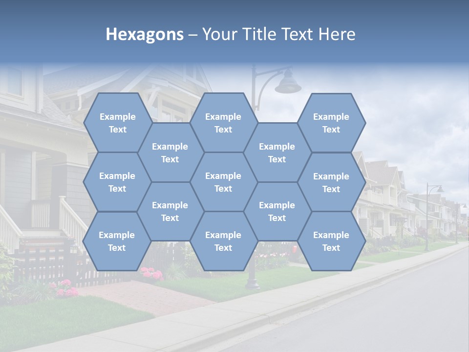 A Row Of Houses With A Street Light In Front Of Them PowerPoint Template