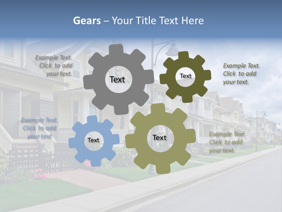 A Row Of Houses With A Street Light In Front Of Them PowerPoint Template