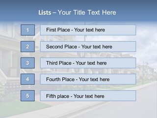 A Row Of Houses With A Street Light In Front Of Them PowerPoint Template