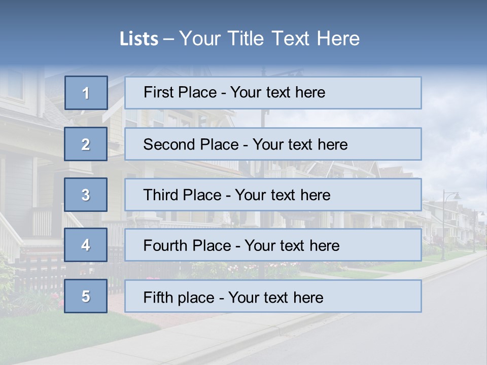 A Row Of Houses With A Street Light In Front Of Them PowerPoint Template