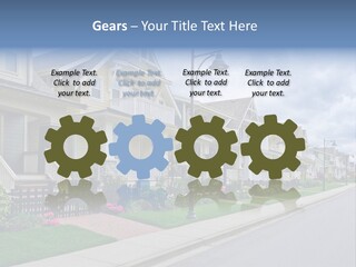 A Row Of Houses With A Street Light In Front Of Them PowerPoint Template