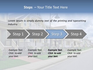 A Row Of Houses With A Street Light In Front Of Them PowerPoint Template