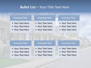 A Row Of Houses With A Street Light In Front Of Them PowerPoint Template