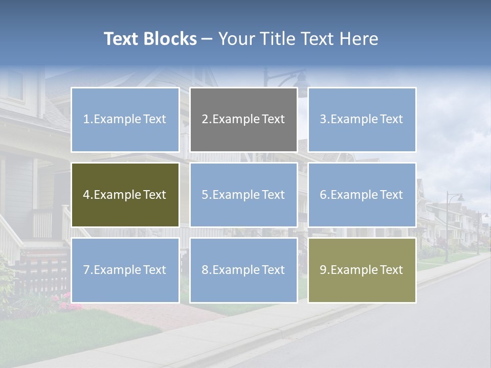 A Row Of Houses With A Street Light In Front Of Them PowerPoint Template