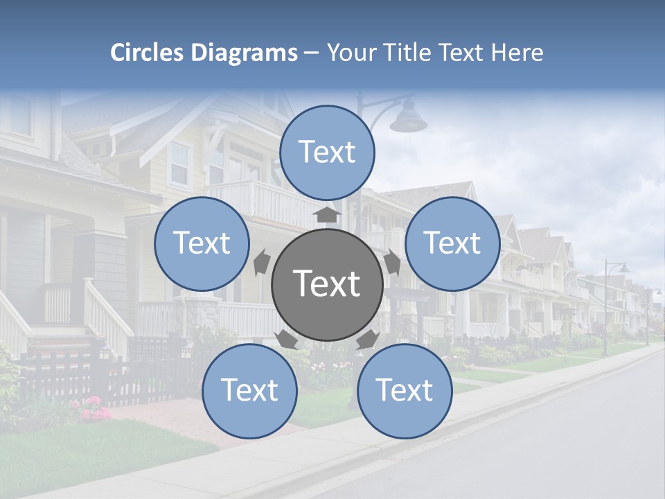 A Row Of Houses With A Street Light In Front Of Them PowerPoint Template
