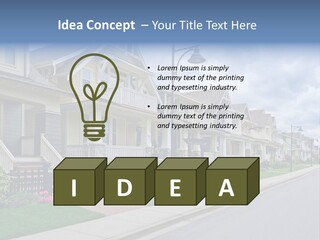 A Row Of Houses With A Street Light In Front Of Them PowerPoint Template