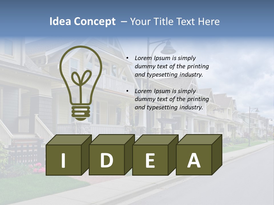 A Row Of Houses With A Street Light In Front Of Them PowerPoint Template