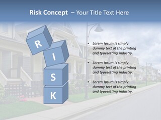 A Row Of Houses With A Street Light In Front Of Them PowerPoint Template