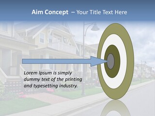 A Row Of Houses With A Street Light In Front Of Them PowerPoint Template