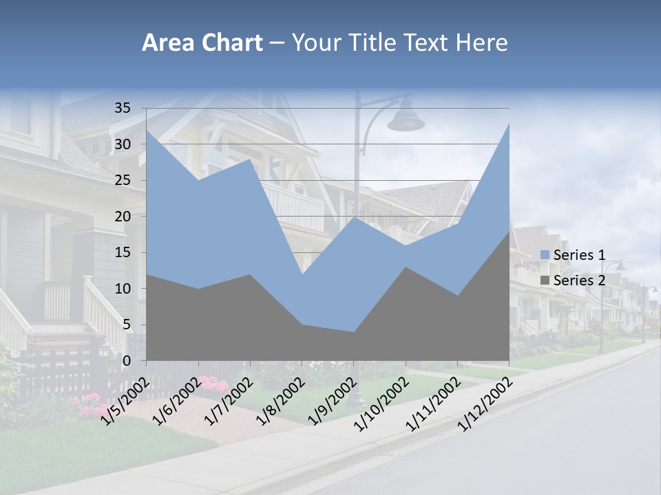 A Row Of Houses With A Street Light In Front Of Them PowerPoint Template