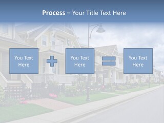A Row Of Houses With A Street Light In Front Of Them PowerPoint Template