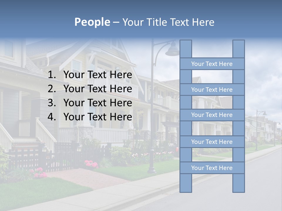 A Row Of Houses With A Street Light In Front Of Them PowerPoint Template