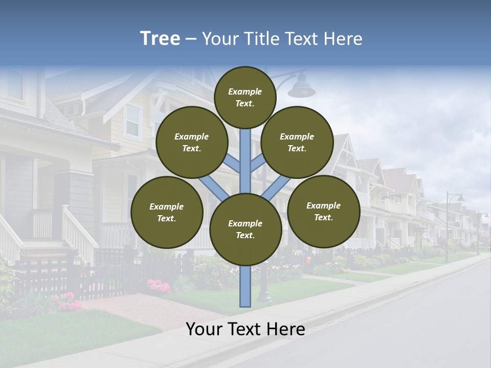 A Row Of Houses With A Street Light In Front Of Them PowerPoint Template