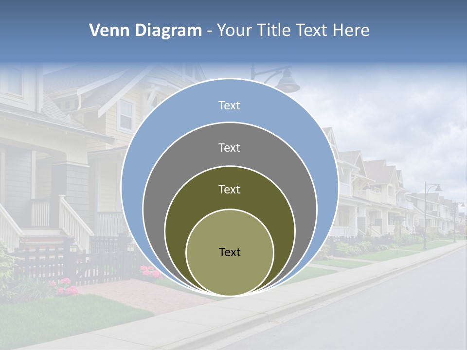 A Row Of Houses With A Street Light In Front Of Them PowerPoint Template