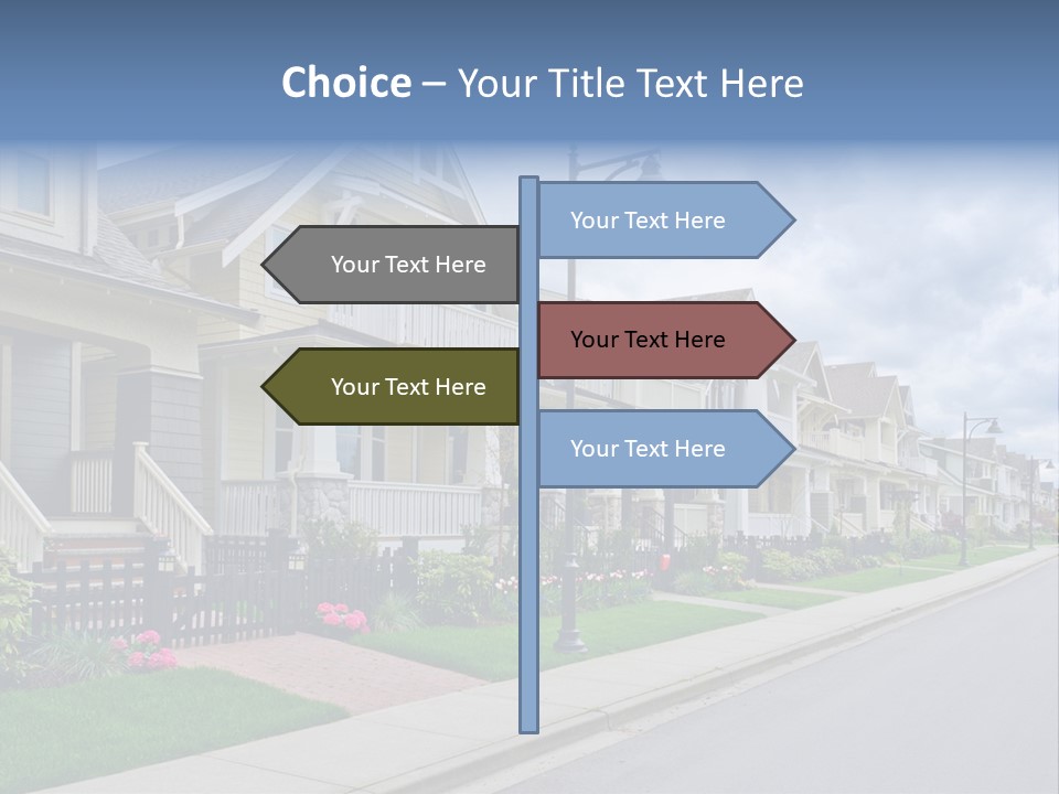 A Row Of Houses With A Street Light In Front Of Them PowerPoint Template