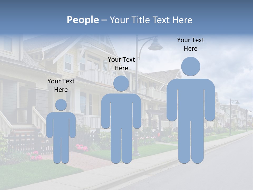 A Row Of Houses With A Street Light In Front Of Them PowerPoint Template