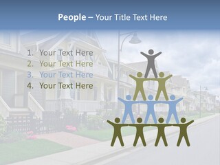 A Row Of Houses With A Street Light In Front Of Them PowerPoint Template