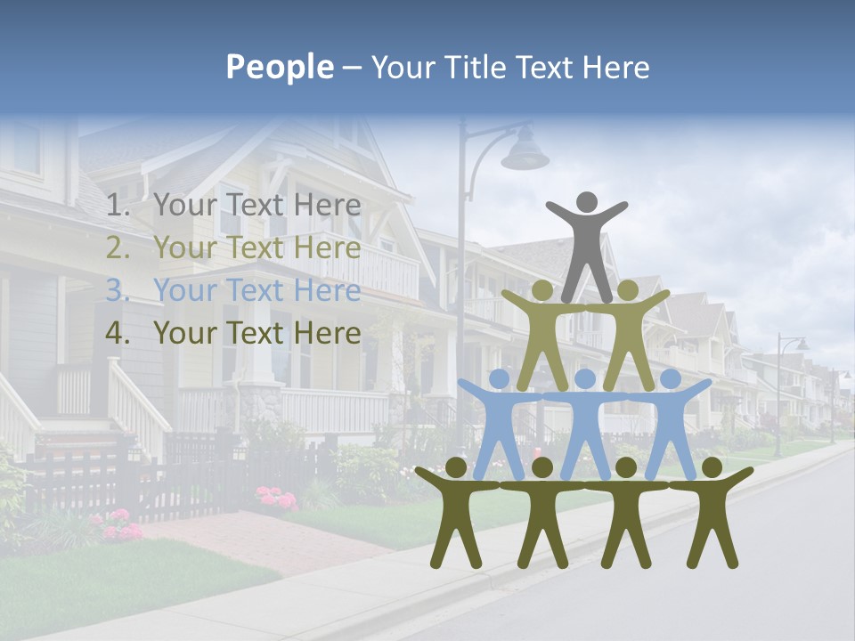 A Row Of Houses With A Street Light In Front Of Them PowerPoint Template