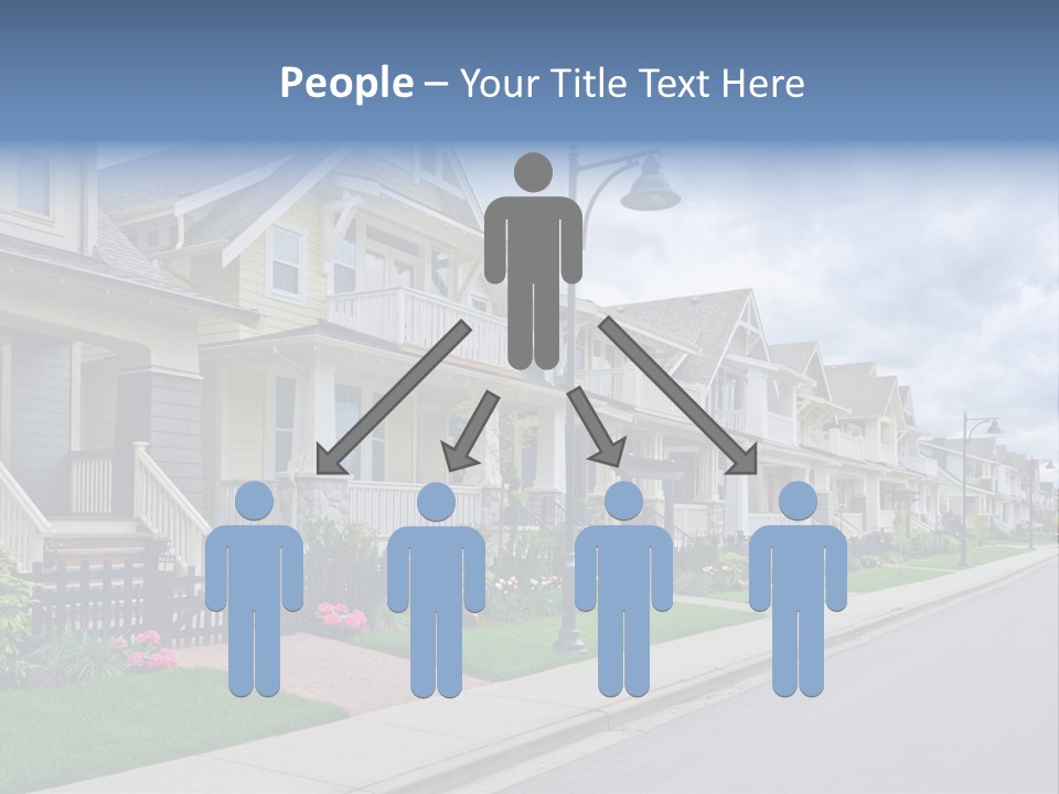 A Row Of Houses With A Street Light In Front Of Them PowerPoint Template