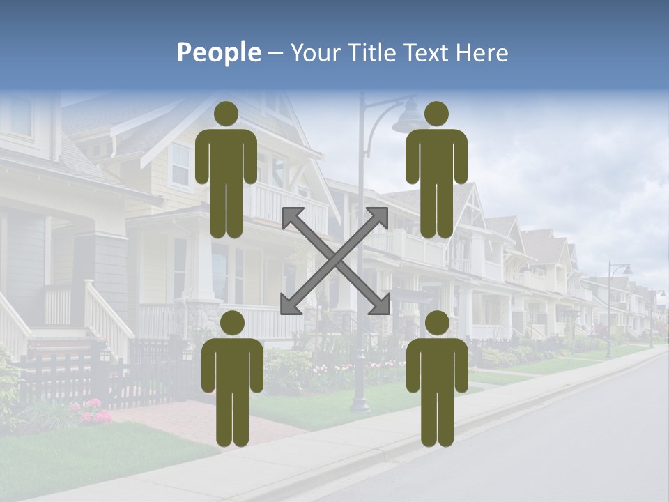 A Row Of Houses With A Street Light In Front Of Them PowerPoint Template
