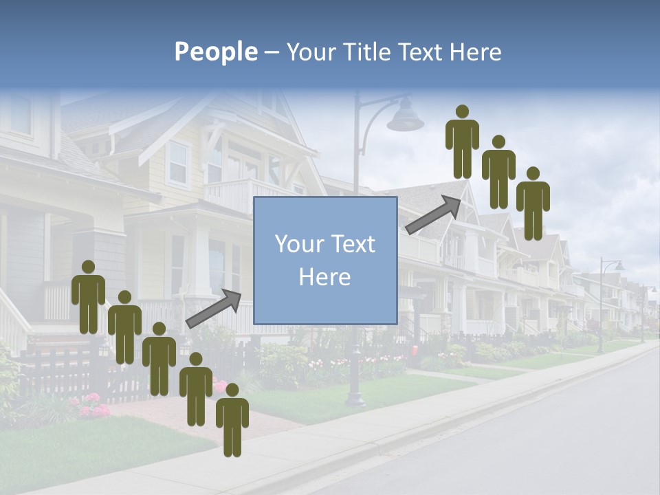 A Row Of Houses With A Street Light In Front Of Them PowerPoint Template