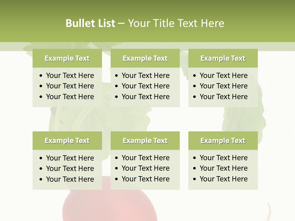 A Radish With Green Leaves On A White Background PowerPoint Template