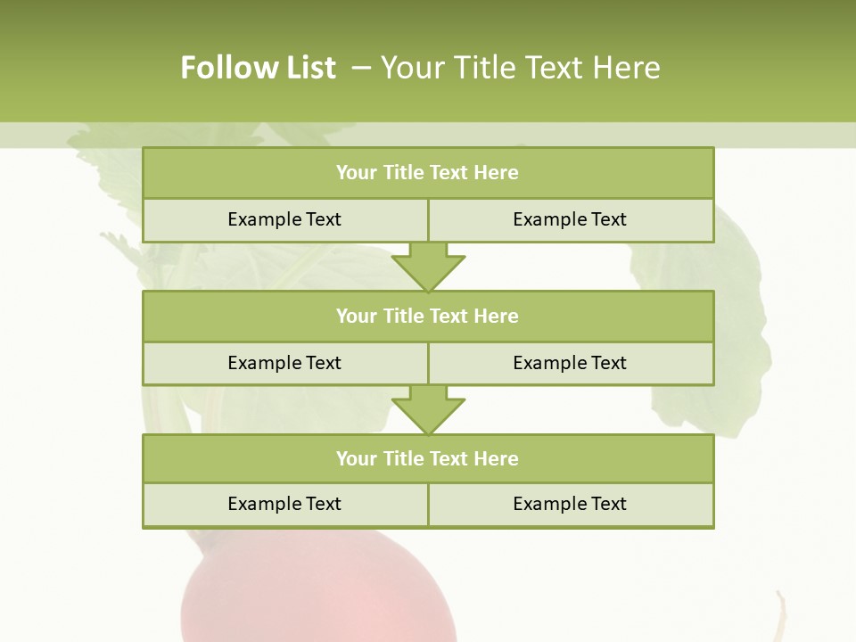 A Radish With Green Leaves On A White Background PowerPoint Template
