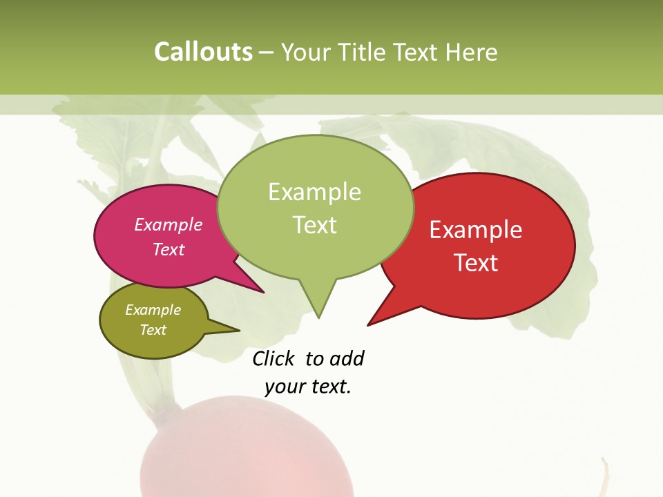 A Radish With Green Leaves On A White Background PowerPoint Template