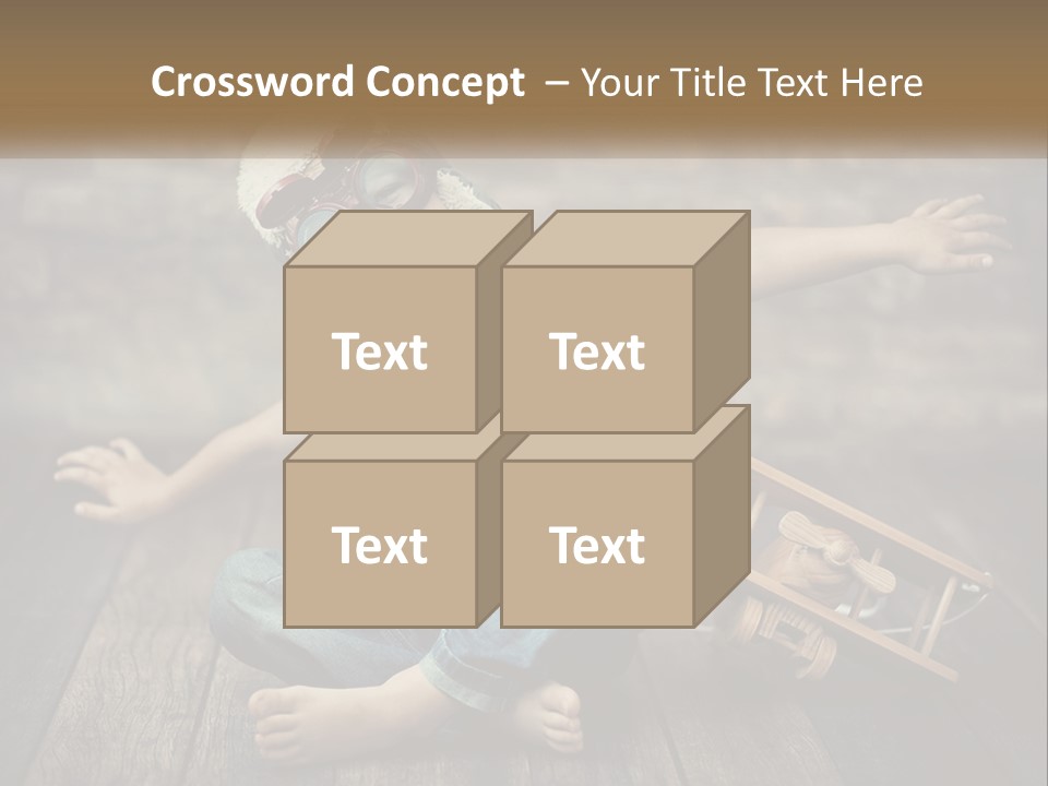 A Young Boy In A Hat And Scarf Sitting On A Wooden Floor PowerPoint Template