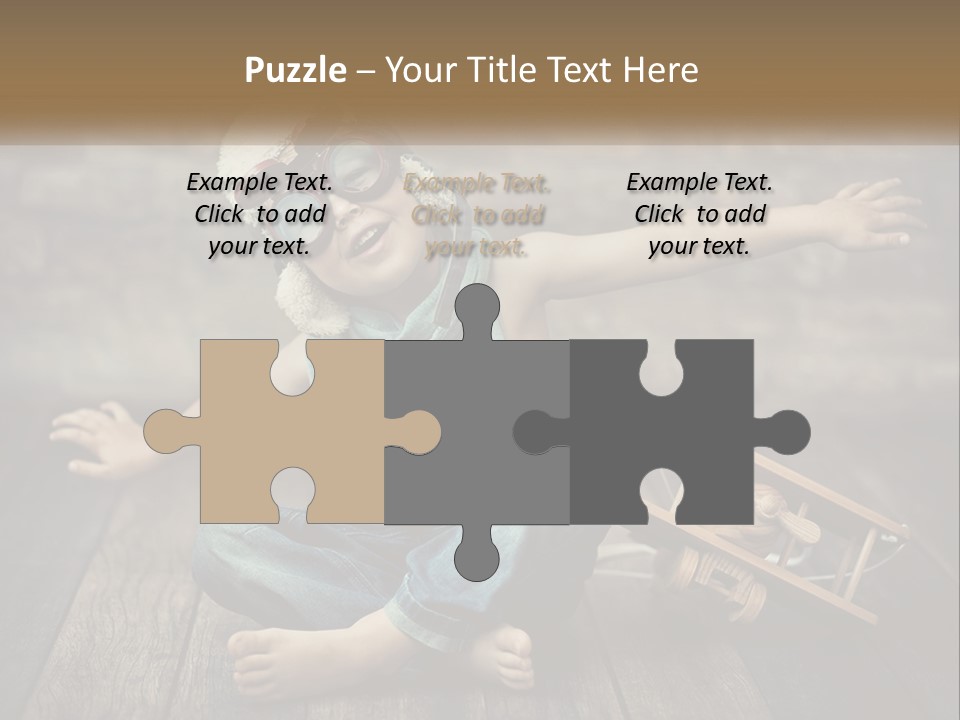 A Young Boy In A Hat And Scarf Sitting On A Wooden Floor PowerPoint Template