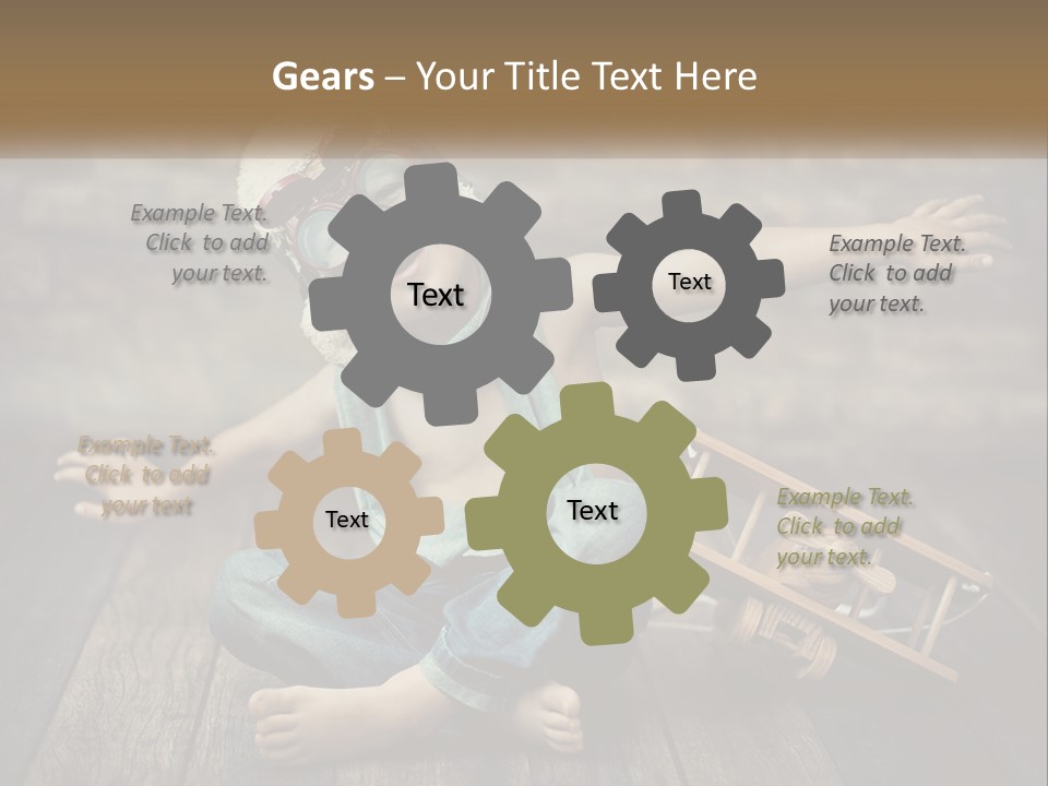 A Young Boy In A Hat And Scarf Sitting On A Wooden Floor PowerPoint Template