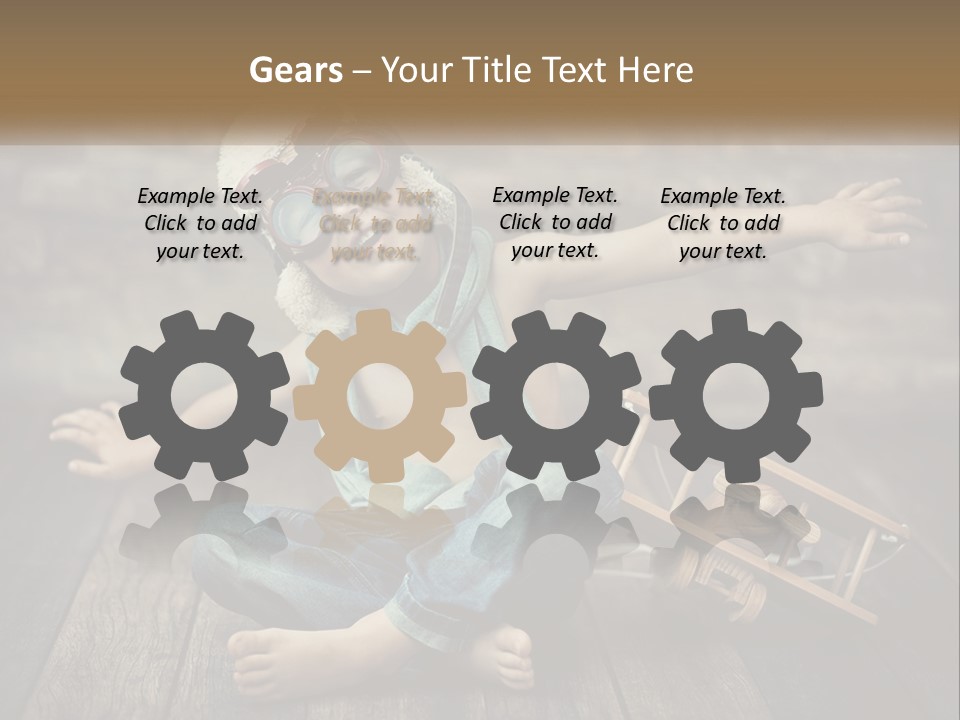 A Young Boy In A Hat And Scarf Sitting On A Wooden Floor PowerPoint Template