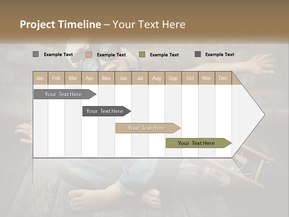 A Young Boy In A Hat And Scarf Sitting On A Wooden Floor PowerPoint Template