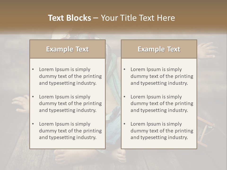 A Young Boy In A Hat And Scarf Sitting On A Wooden Floor PowerPoint Template