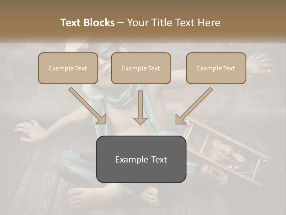 A Young Boy In A Hat And Scarf Sitting On A Wooden Floor PowerPoint Template
