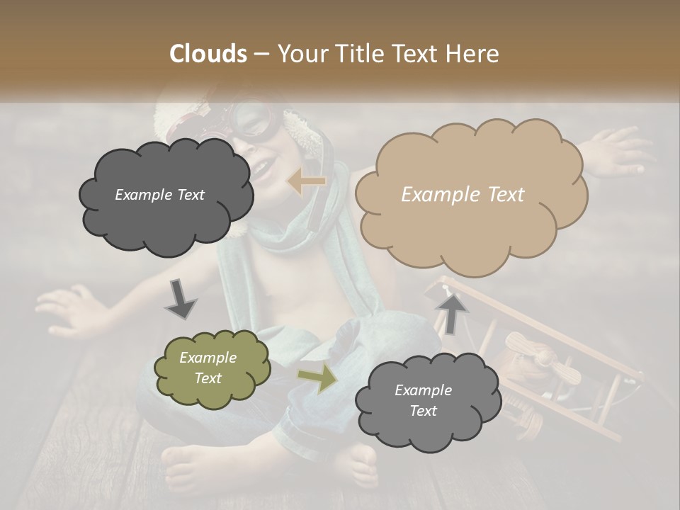 A Young Boy In A Hat And Scarf Sitting On A Wooden Floor PowerPoint Template