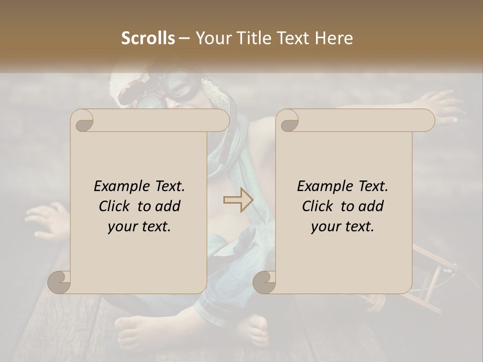 A Young Boy In A Hat And Scarf Sitting On A Wooden Floor PowerPoint Template