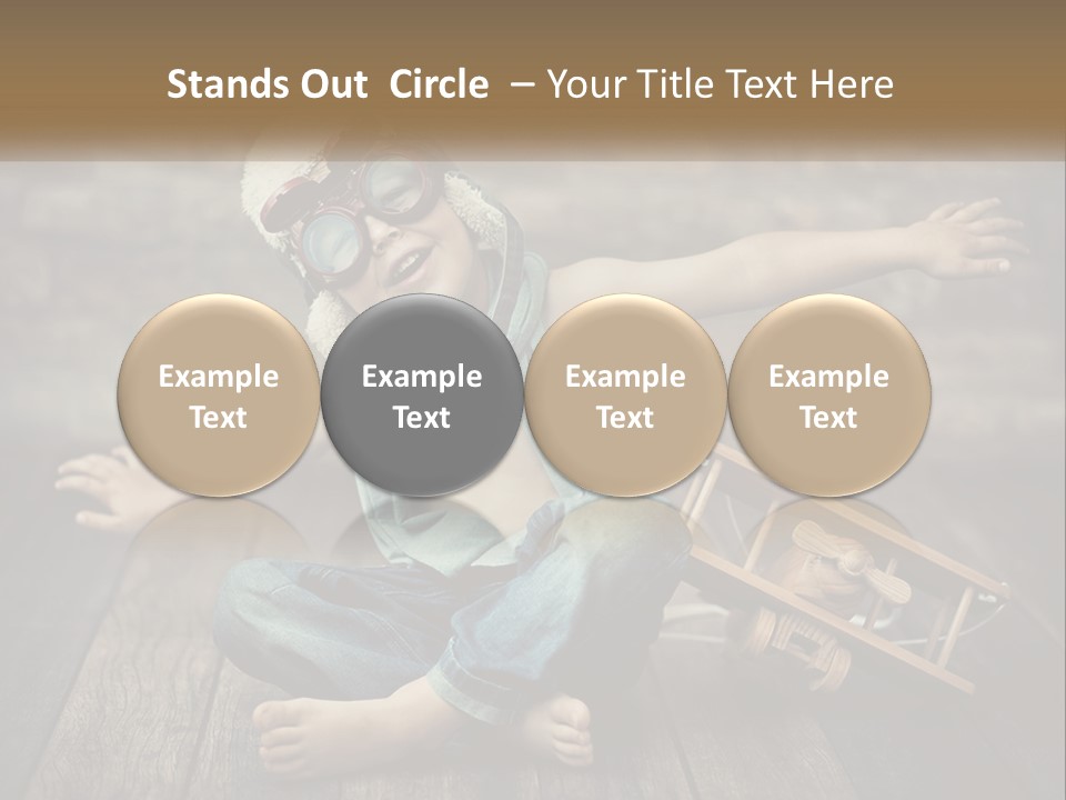 A Young Boy In A Hat And Scarf Sitting On A Wooden Floor PowerPoint Template