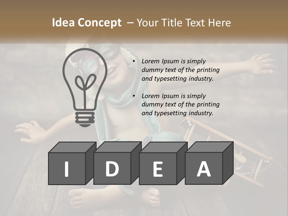 A Young Boy In A Hat And Scarf Sitting On A Wooden Floor PowerPoint Template