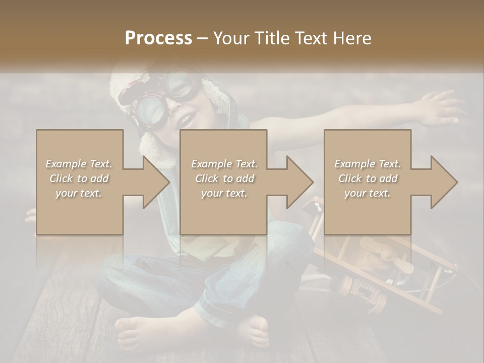 A Young Boy In A Hat And Scarf Sitting On A Wooden Floor PowerPoint Template